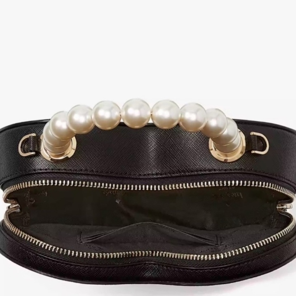 Kate Spade Love Shack Heart Pearl Handle Crossbody Black - Picture 3 of 14